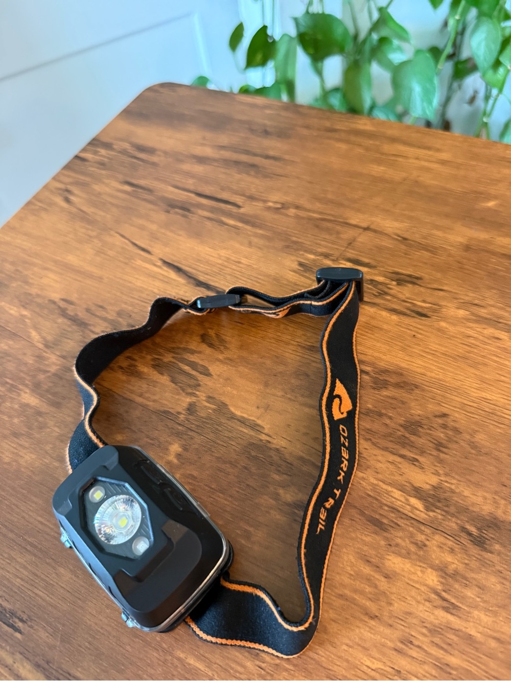 Ozark Trail Black and Orange Headlamp with Elastic Strap
